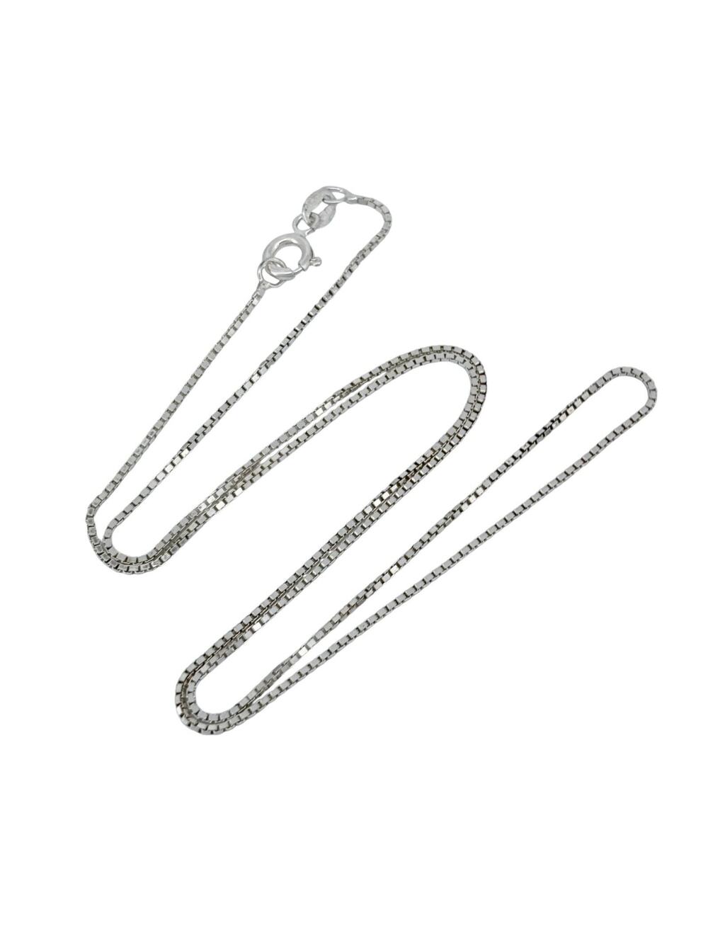 Vintage Italian Sterling Silver 925 Box Chain Necklace 18"